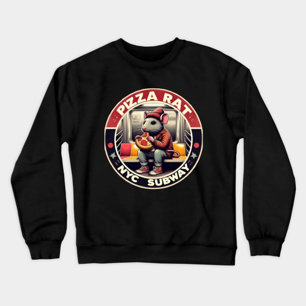 Pizza Rat New York Subway NYC Subway Train Crewneck Sweatshirt by Nysa Design